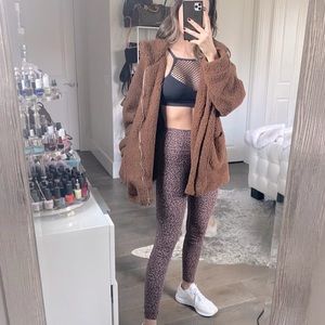 Brown Fuzzy teddy zip up jacket Sherpa material